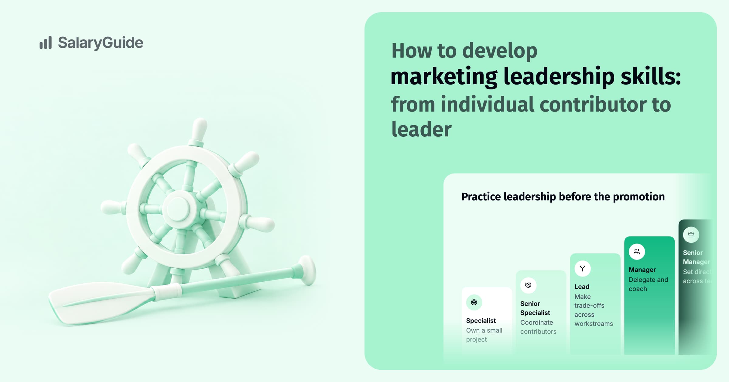 SalaryGuide cover image for the guide: How to develop marketing leadership skills: from individual contributor to leader