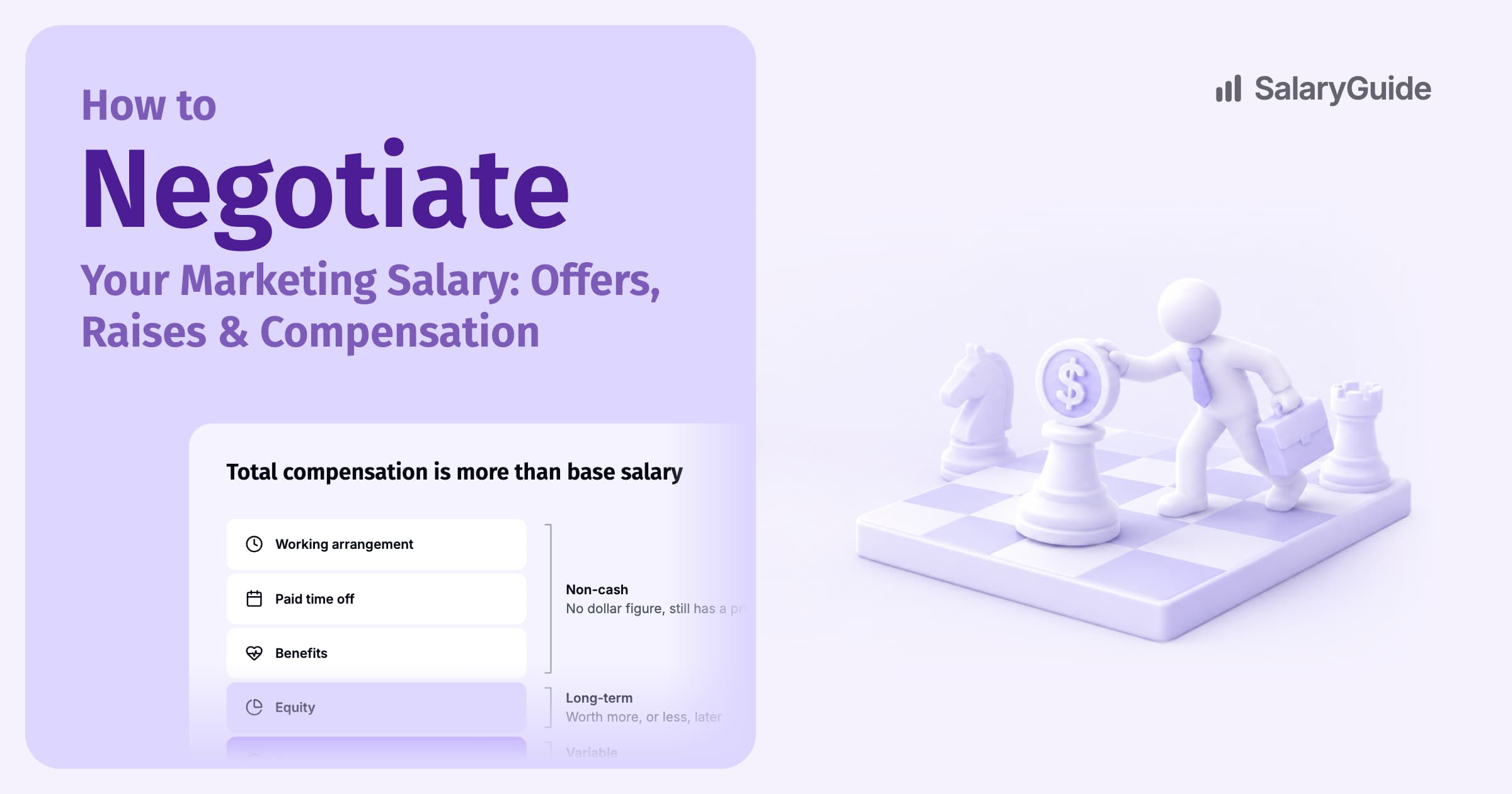 SalaryGuide cover image for the guide: How to Negotiate Your Marketing Salary: Offers, Raises & Compensation