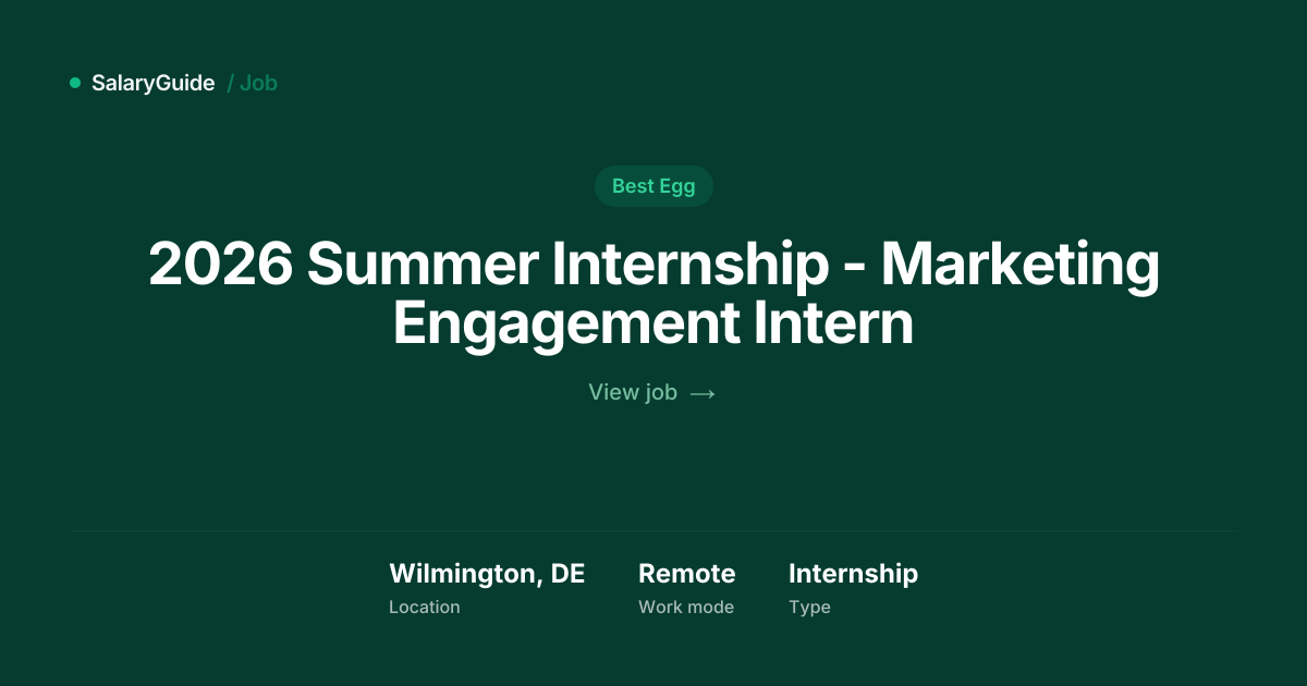 2026 Summer Internship - Marketing Engagement Intern at Best Egg ...
