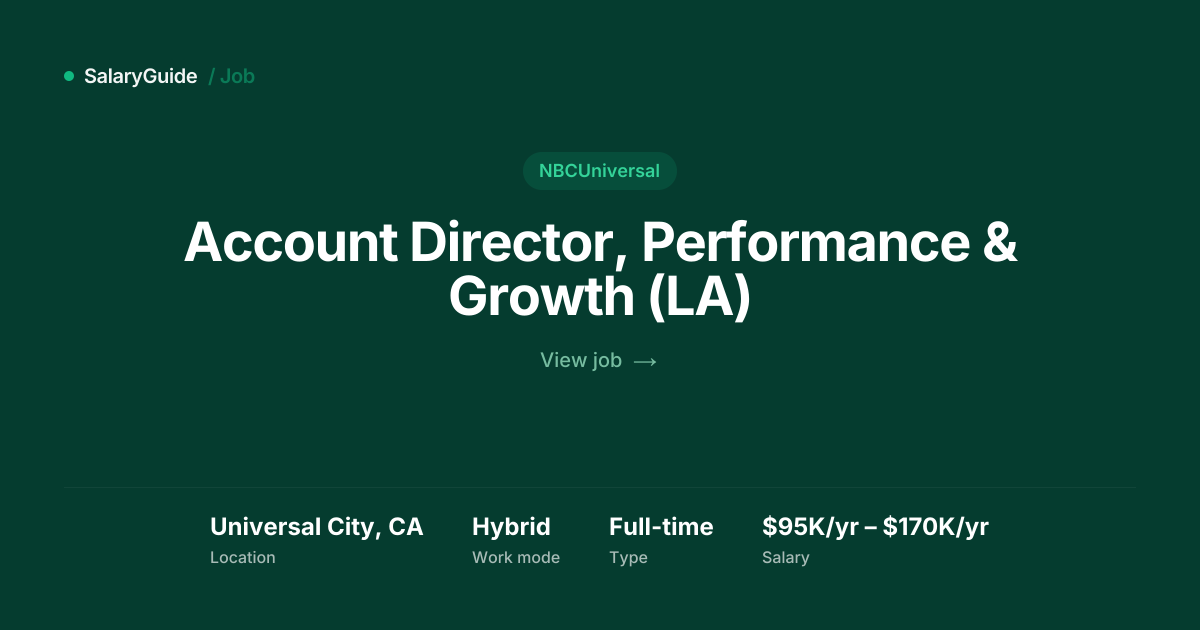 Account Director, Performance & Growth (LA) | SalaryGuide