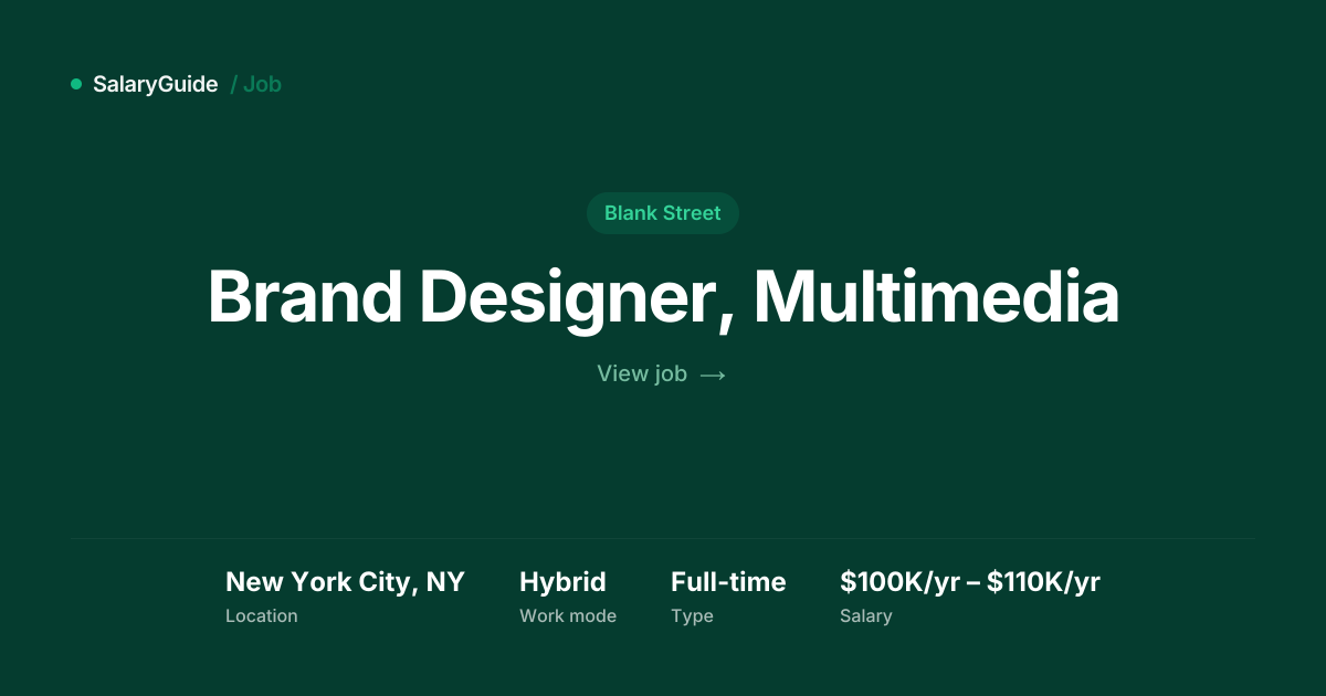 Brand Designer, Multimedia at Blank Street | New York City, NY | $100K ...