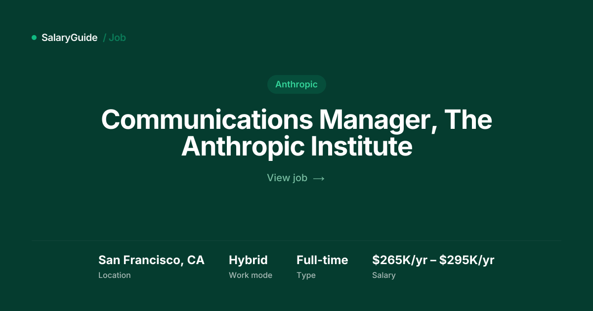 Communications Manager, The Anthropic Institute | SalaryGuide
