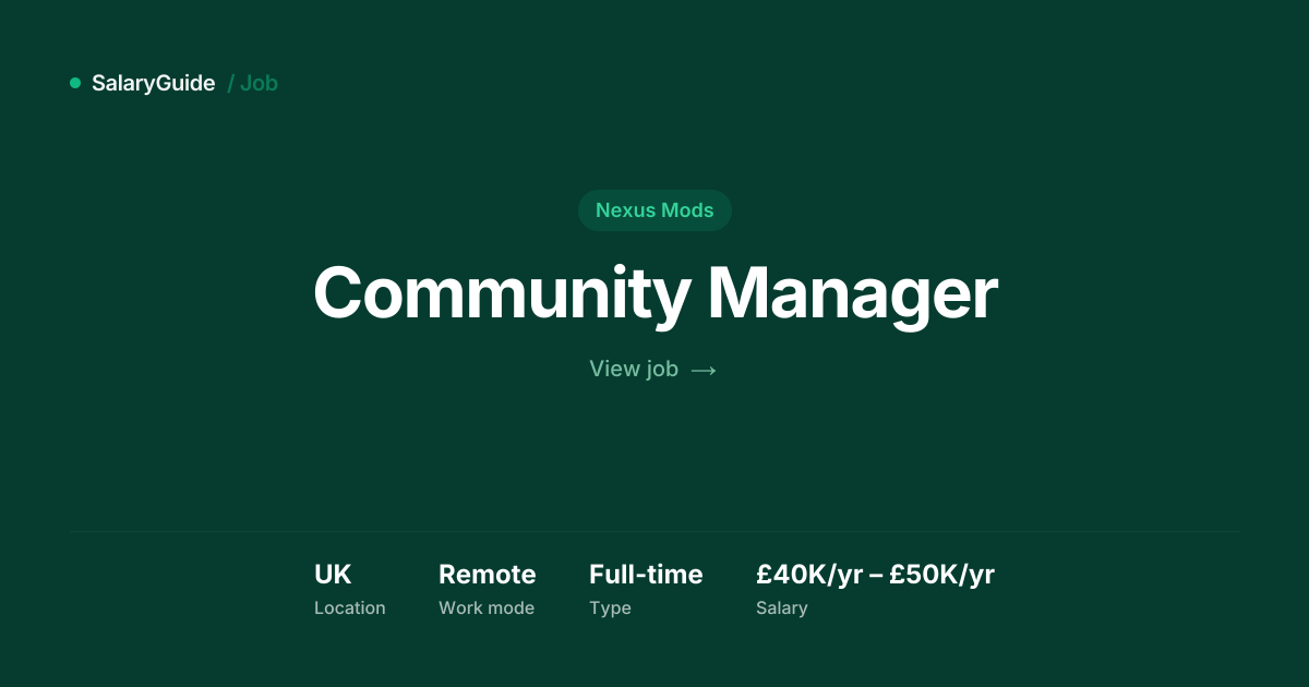 Community Manager at Nexus Mods, UK | SalaryGuide