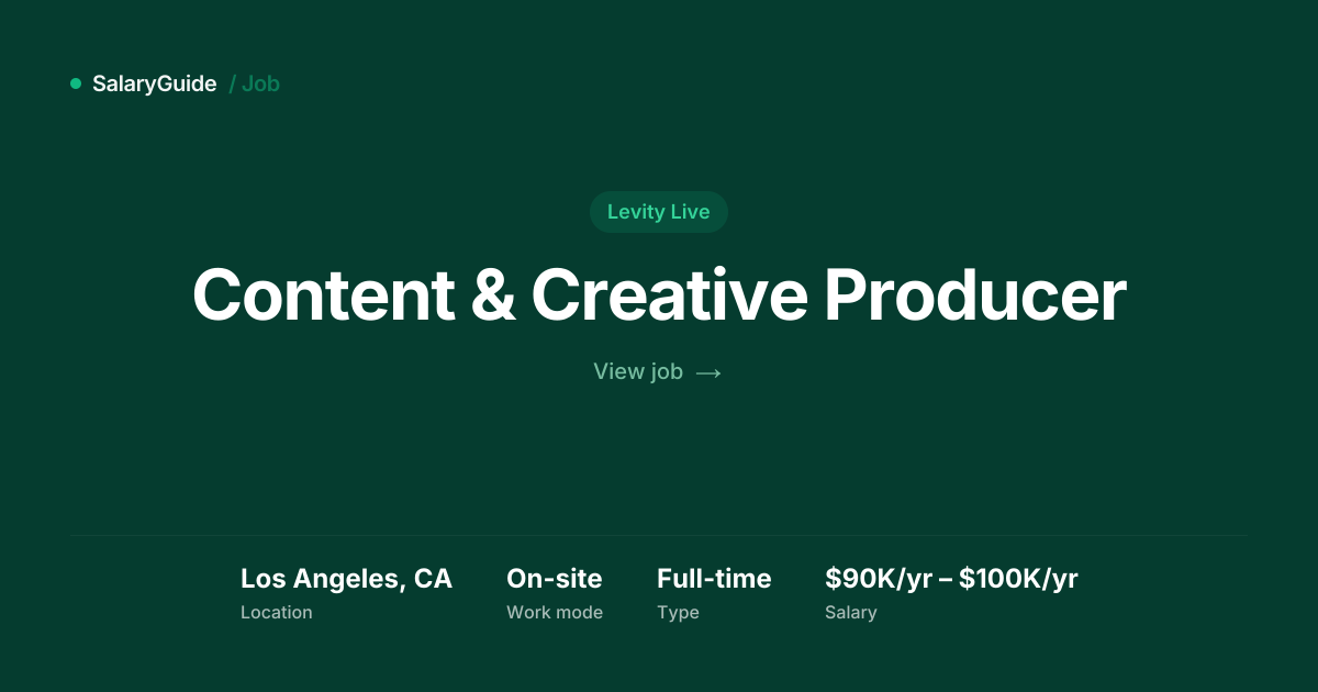 Content & Creative Producer at Levity Live, Los Angeles | SalaryGuide