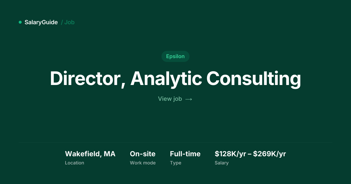 Director, Analytic Consulting at Epsilon | Wakefield, MA | $128K/yr ...