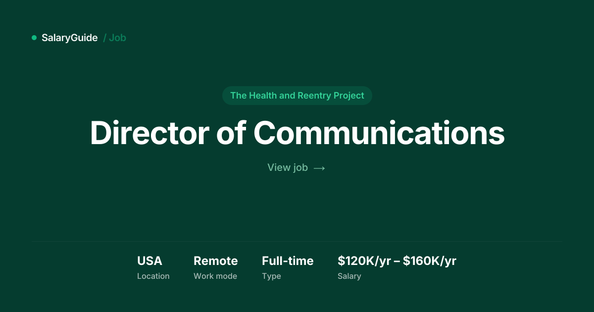 Director of Communications at The Health and Reentry | SalaryGuide