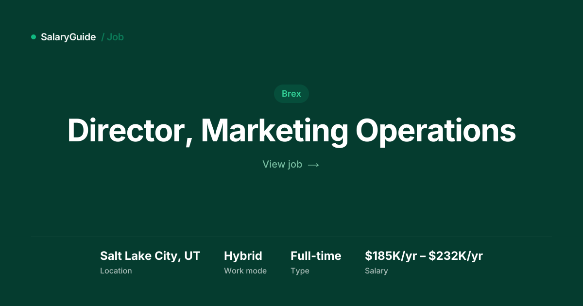 Director, Marketing Operations at Brex, Salt Lake City | SalaryGuide