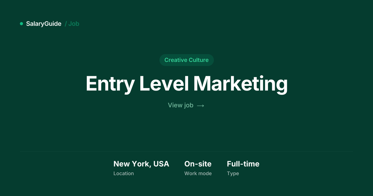 Entry Level Marketing at Creative Culture | New York, USA | SalaryGuide