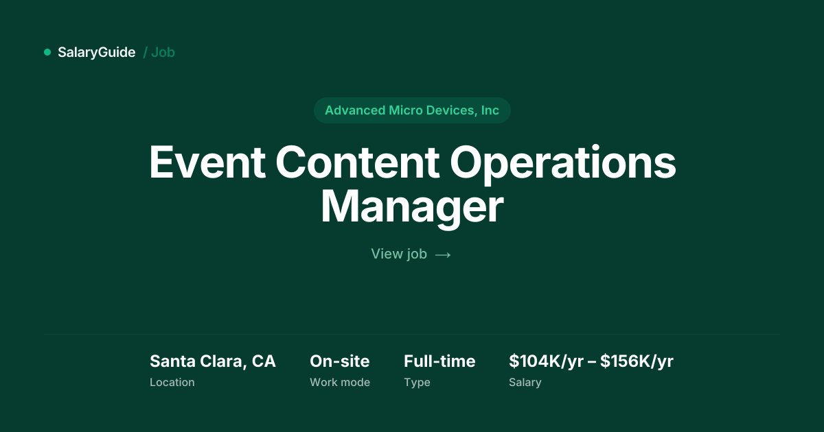 Event Content Operations Manager at Advanced Micro | SalaryGuide