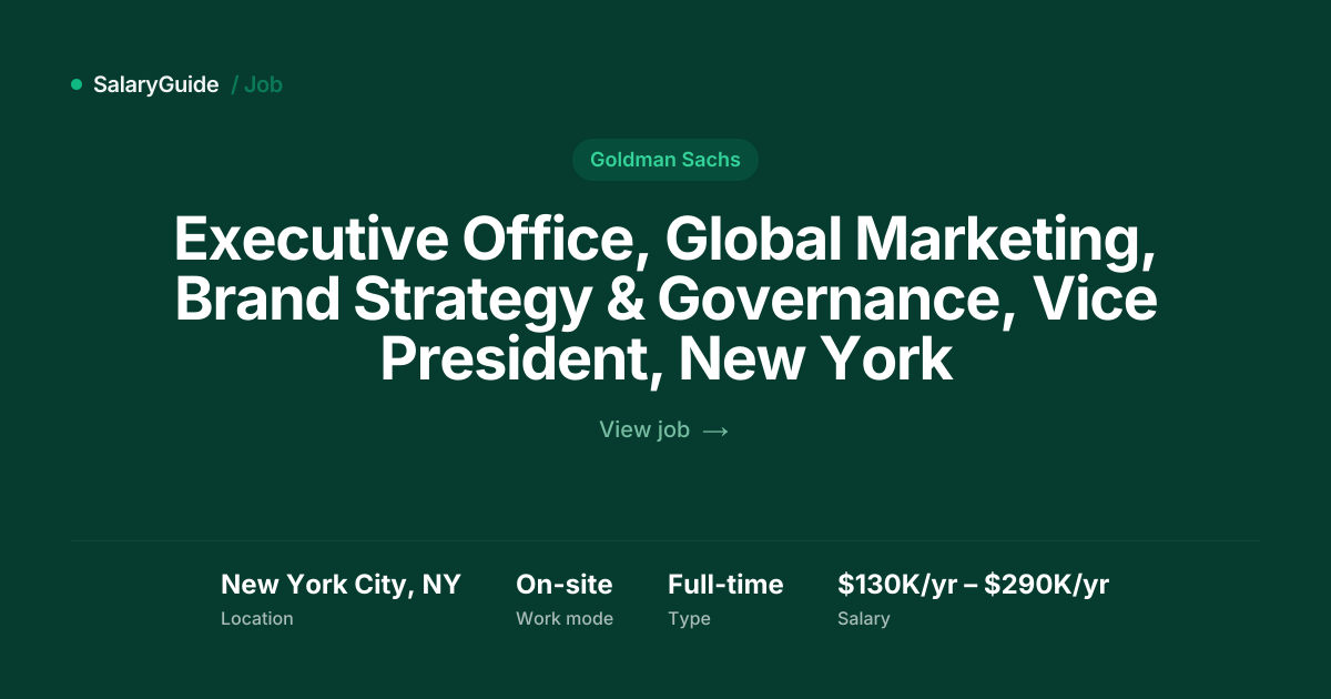 Executive Office, Global Marketing at Goldman Sachs | SalaryGuide