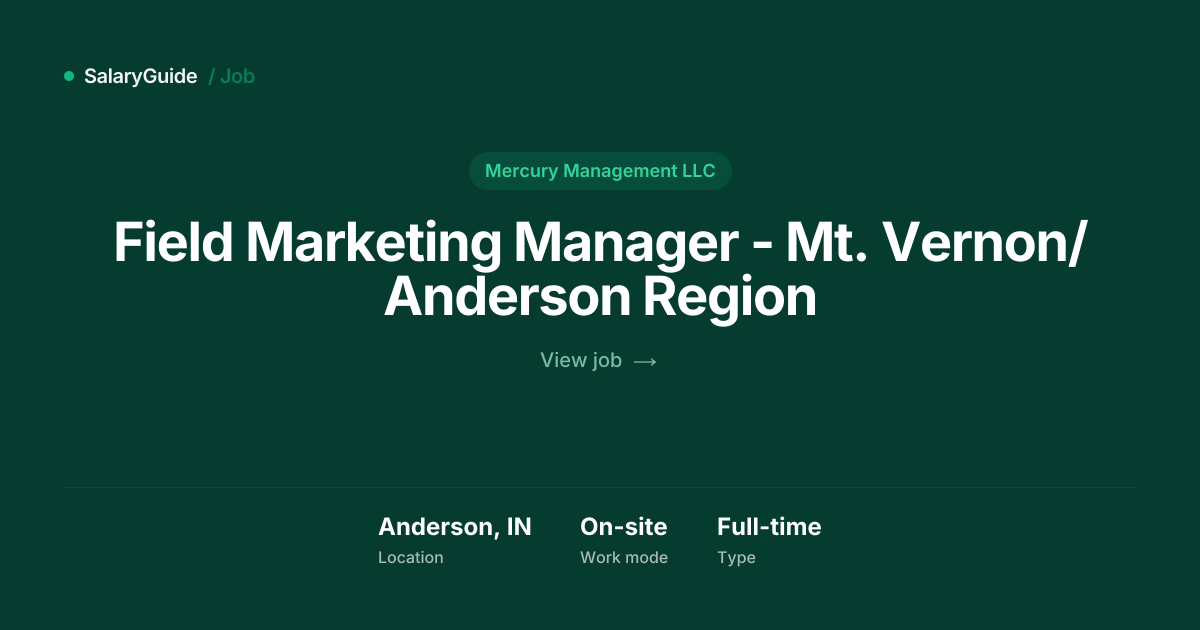 Field Marketing Manager - Mt. Vernon/Anderson Region at Mercury ...