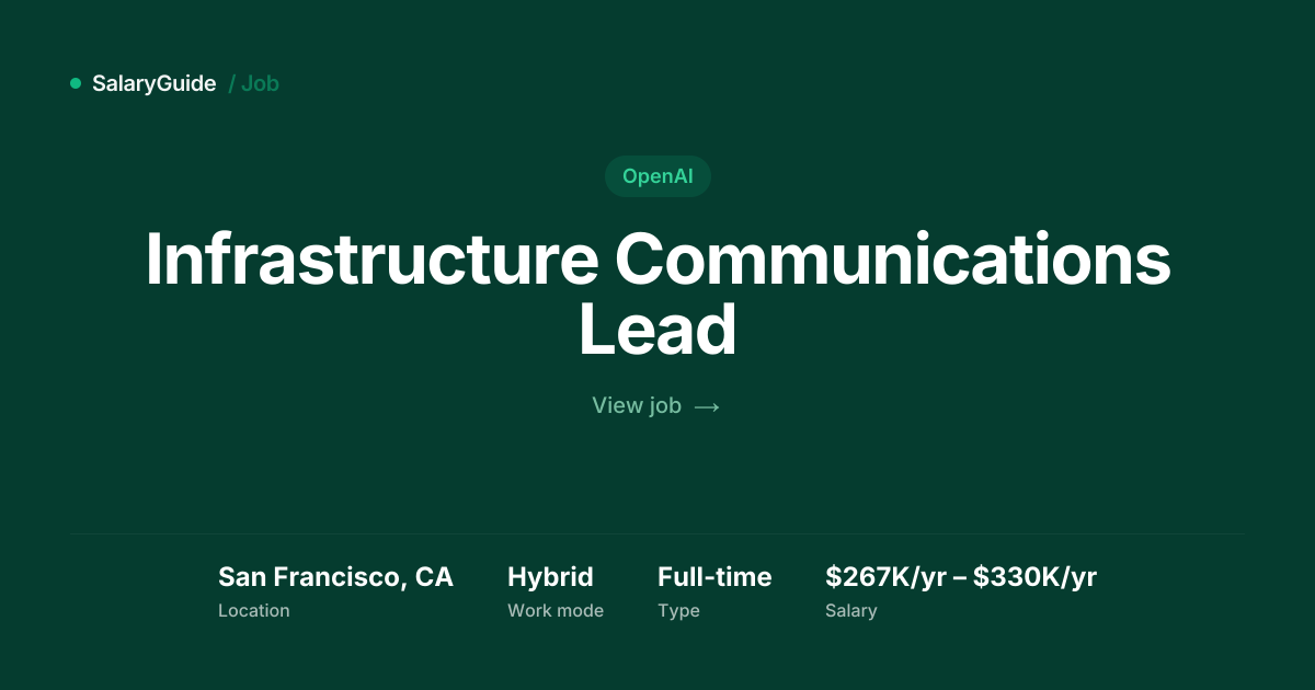 Infrastructure Communications Lead at OpenAI | San Francisco, CA ...