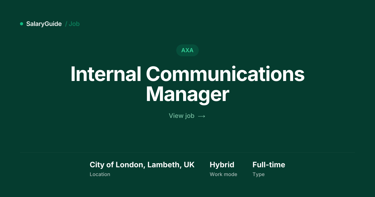 Internal Communications Manager at AXA, City of London | SalaryGuide