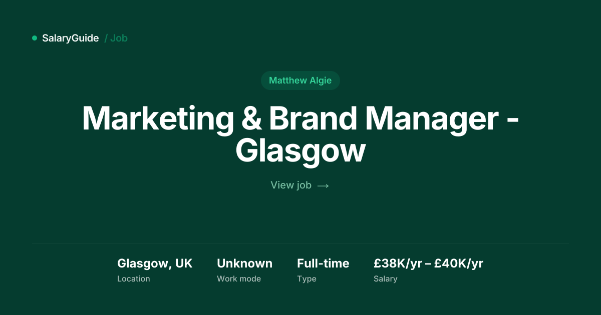 Marketing & Brand Manager - Glasgow at Matthew Algie | Glasgow, UK | £ ...