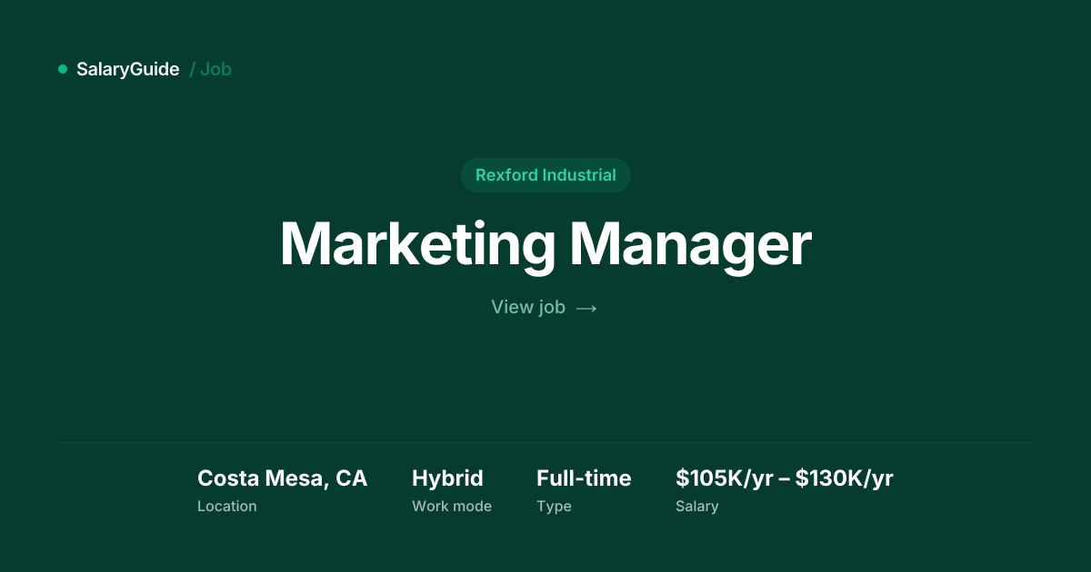 Marketing Manager at Rexford Industrial, Costa Mesa | SalaryGuide