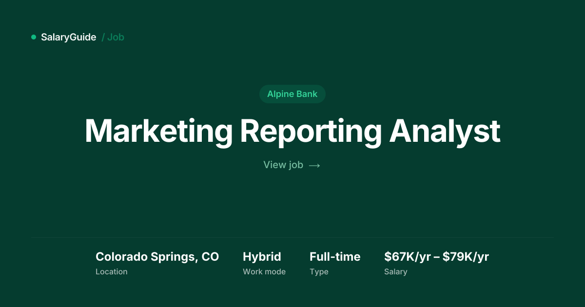 Marketing Reporting Analyst at Alpine Bank | SalaryGuide