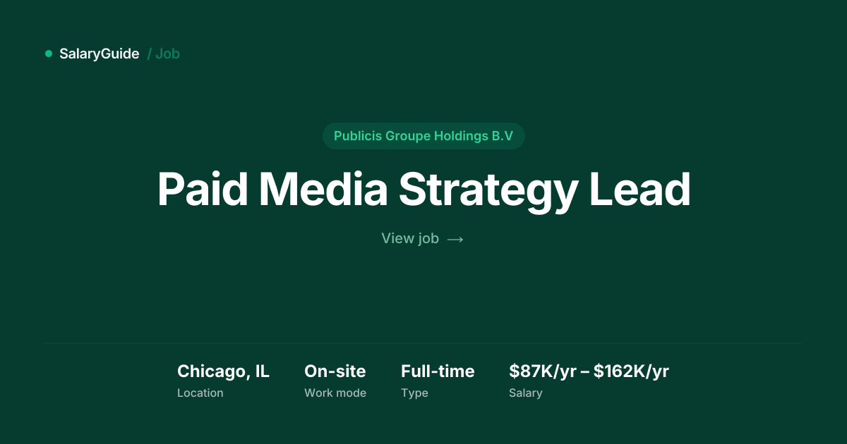 Paid Media Strategy Lead at Publicis Groupe Holdings B.V | SalaryGuide