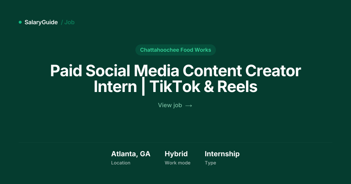 Paid Social Media Content Creator Intern | TikTok & Reels at ...