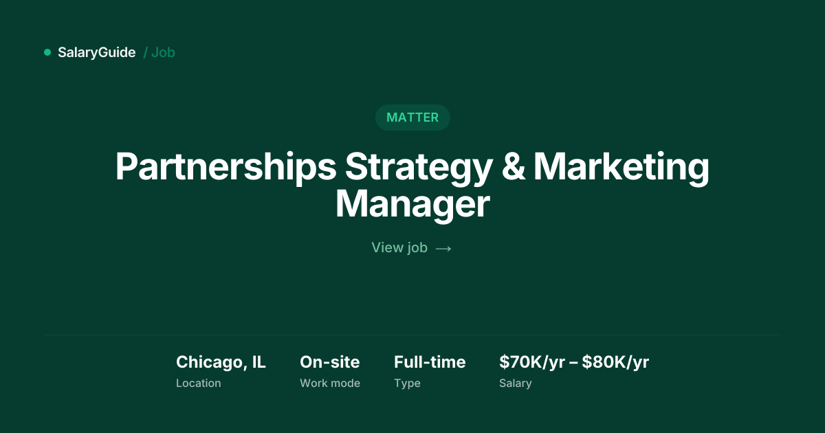 Partnerships Strategy & Marketing Manager at MATTER | SalaryGuide