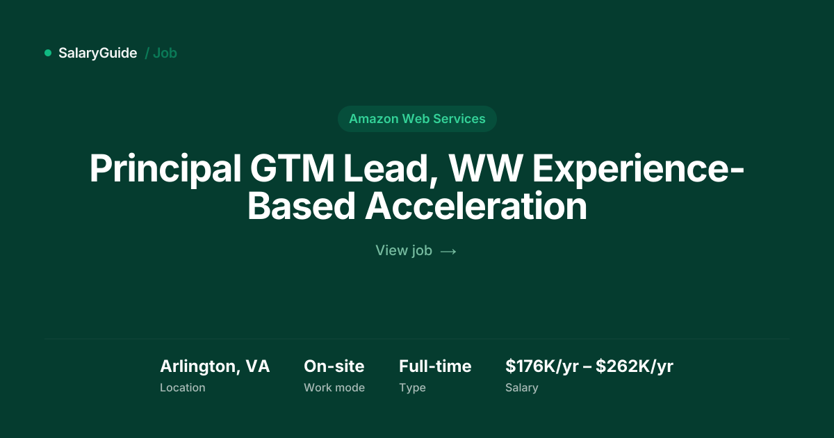 Principal GTM Lead, WW Experience-Based Acceleration at Amazon Web ...