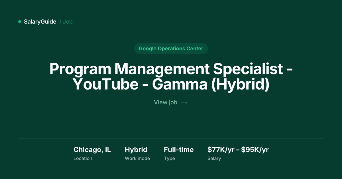 Program Management Specialist - YouTube - Gamma (Hybrid) at Google ...