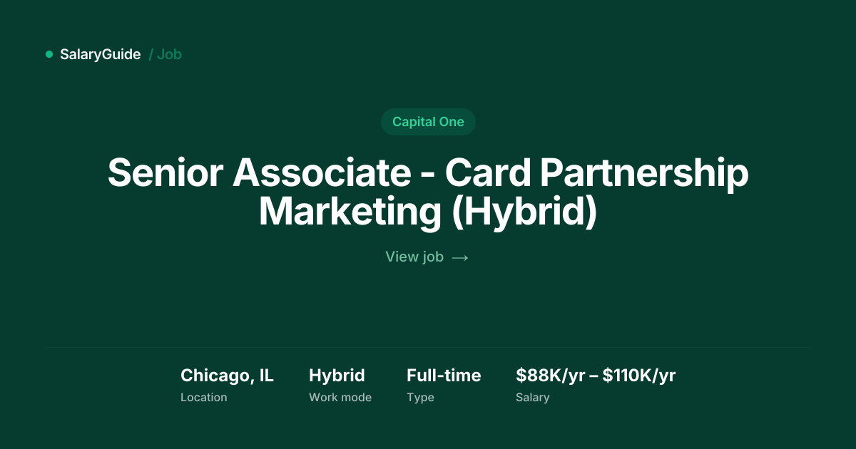Senior Associate - Card Partnership Marketing (Hybrid) at Capital ...