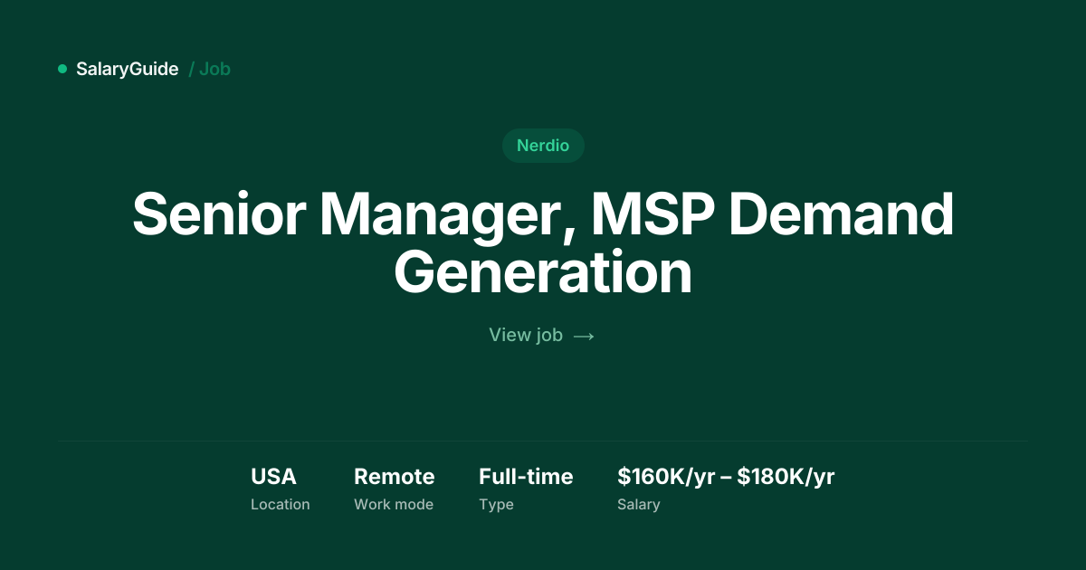 Senior Manager, MSP Demand Generation at Nerdio, USA | SalaryGuide