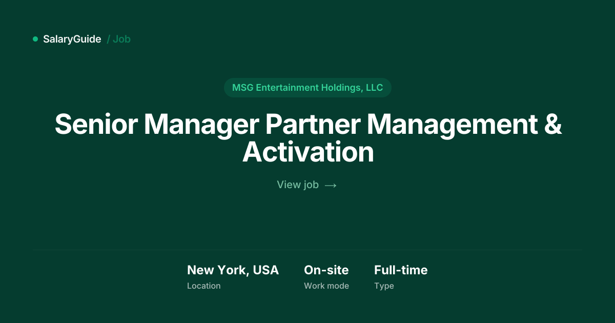 Senior Manager Partner Management & Activation at MSG Entertainment ...