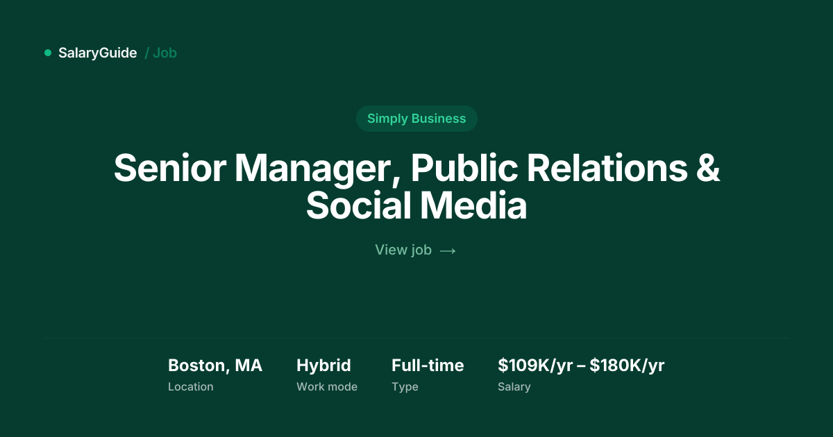 Senior Manager, Public Relations & Social Media | SalaryGuide