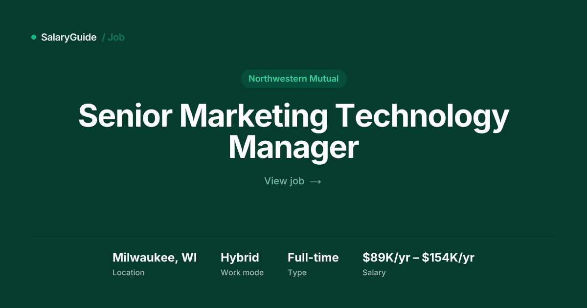 Senior Marketing Technology Manager at Northwestern | SalaryGuide