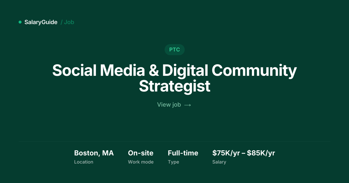Social Media & Digital Community Strategist at PTC | SalaryGuide