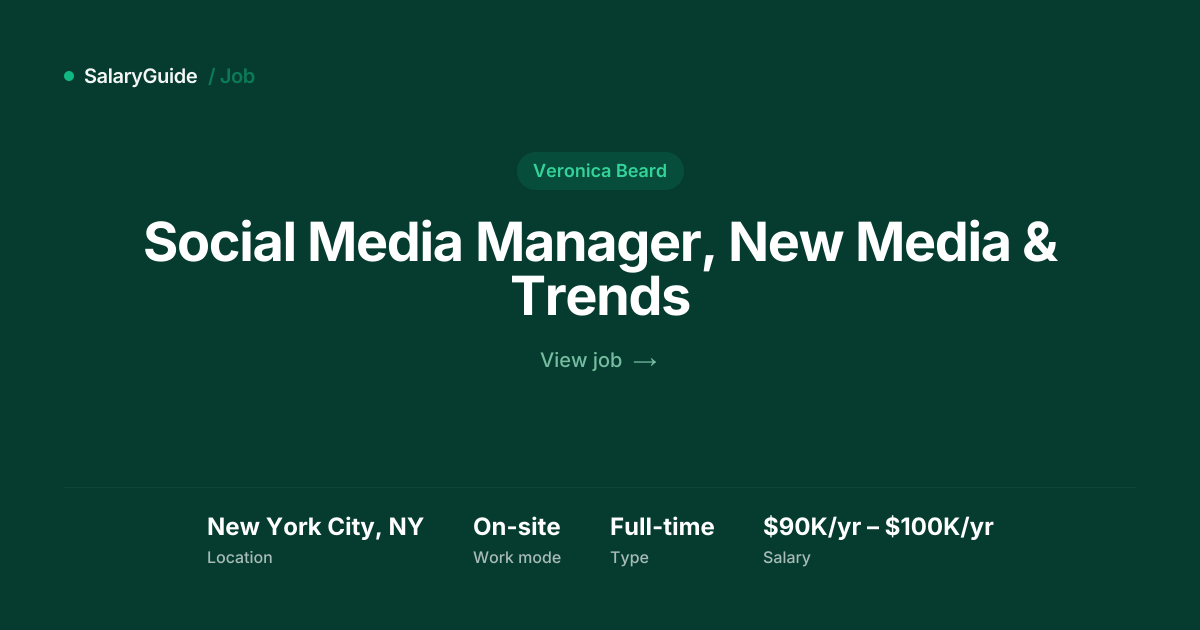Social Media Manager, New Media & Trends at Veronica | SalaryGuide