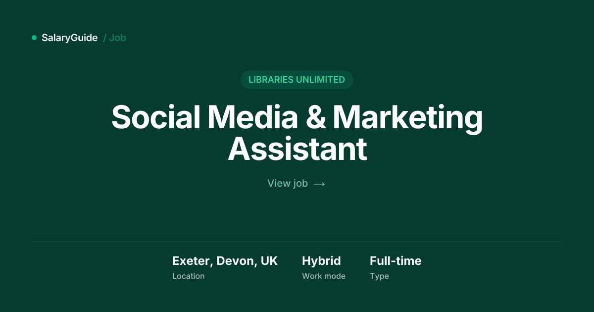 Social Media & Marketing Assistant at LIBRARIES UNLIMITED | Exeter ...