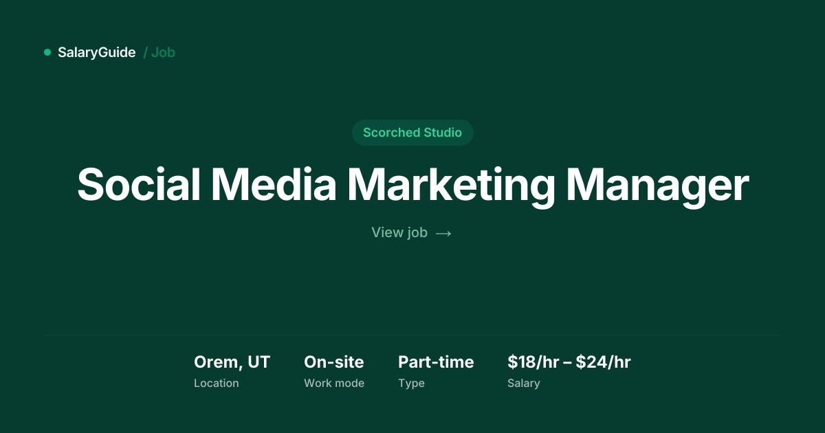 Social Media Marketing Manager at Scorched Studio | Orem, UT | $18/hr ...