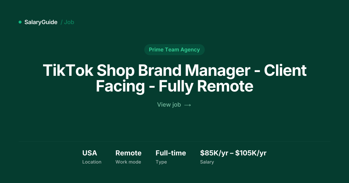 TikTok Shop Brand Manager - Client Facing - Fully Remote at Prime Team ...
