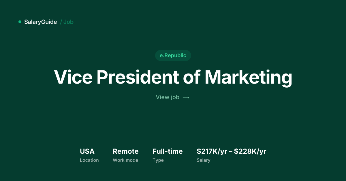 Vice President of Marketing at e.Republic, USA | SalaryGuide