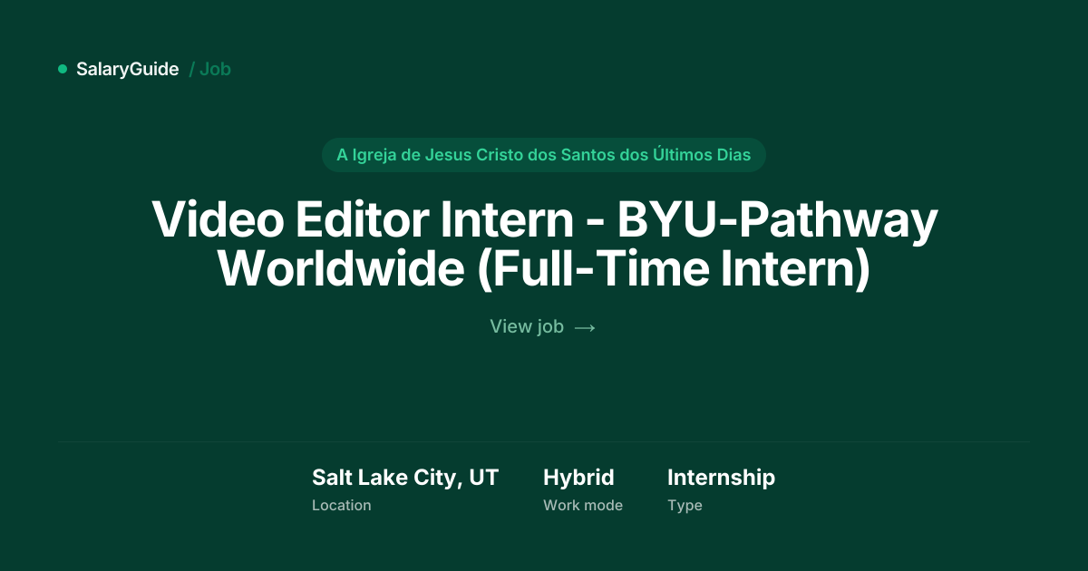 Video Editor Intern - BYU-Pathway Worldwide (Full-Time Intern) at A ...