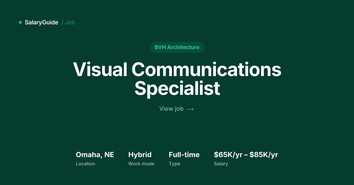 Visual Communications Specialist at BVH Architecture | Omaha, NE | $65K ...